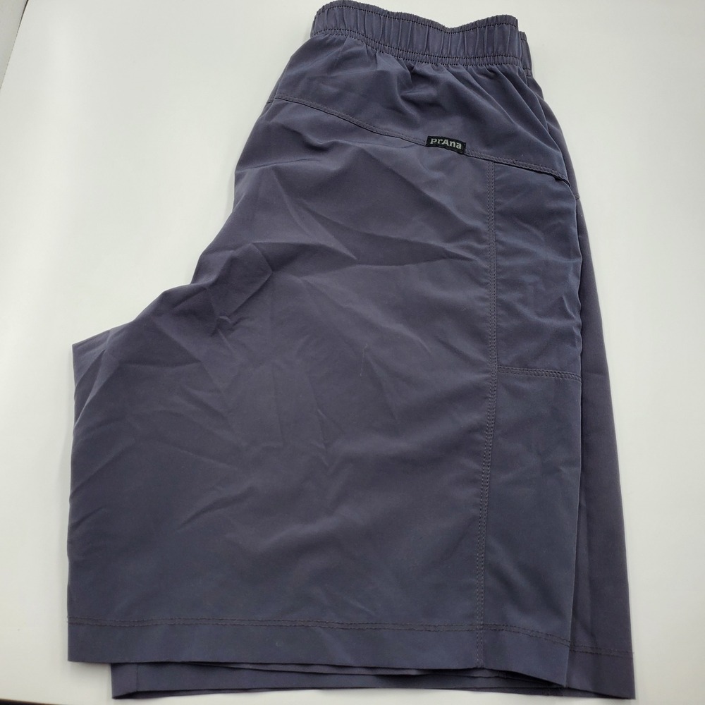 Prana Breathe Mens Athletic Shorts Small Gray Elastic Waist Zipper Pocket